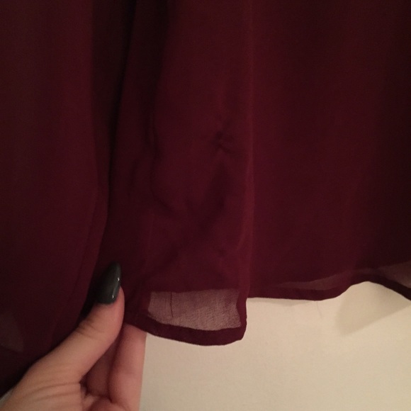 ASOS Burgandy Lace Collared Top - Picture 3 of 3