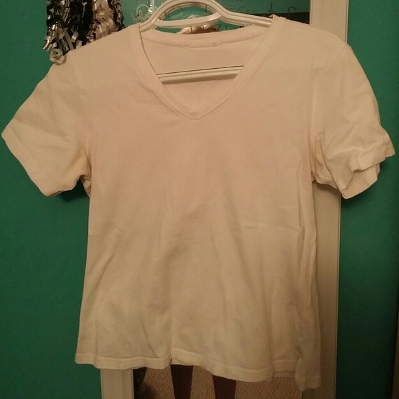 Plain white short sleeved v-neck t-shirt