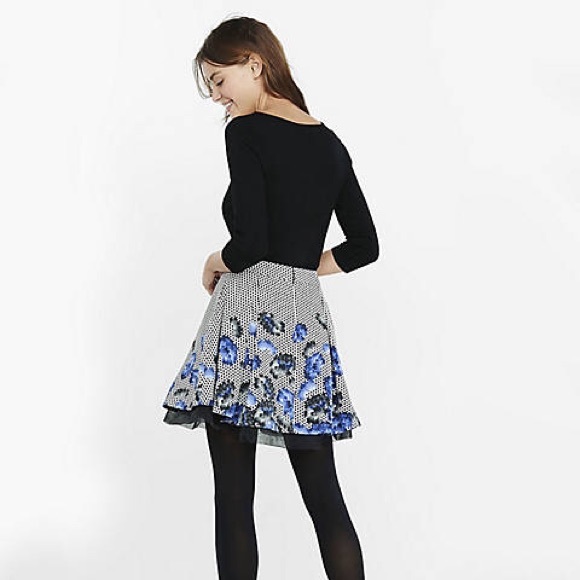Express Geo Floral Print Organza Tiered MiniSkirt