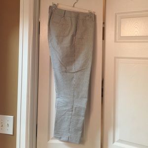 Navy and white summer pin stripe ankle pants