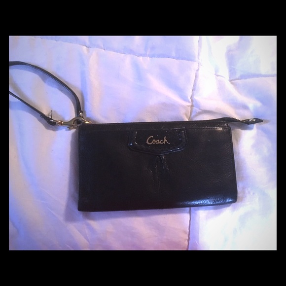 Coach leather black wristlet