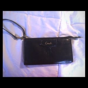 Coach leather black wristlet
