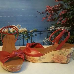 Red Floral Wedges