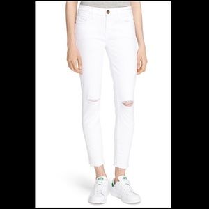 J Brand - distressed cropped white skinny jeans