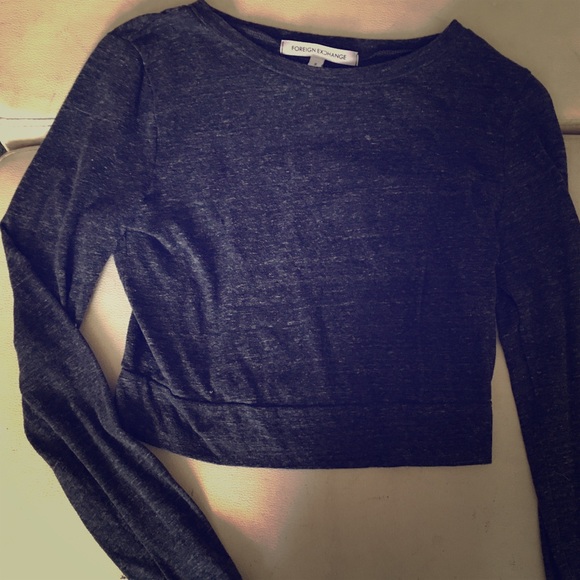 Long Sleeve Foreign Exchange Crop Top