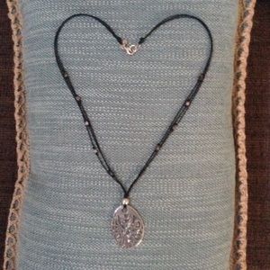 SILPADA Black String Necklace with Silver Pendant