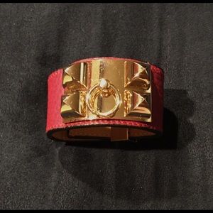 Red leather cuff
