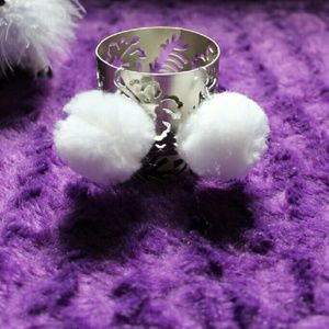 White Fluffy Pom Earrings