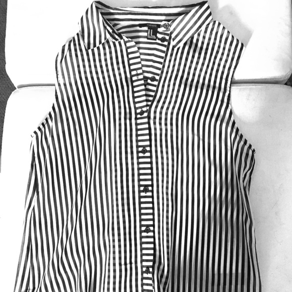Forever21 Collared Striped Tank Top