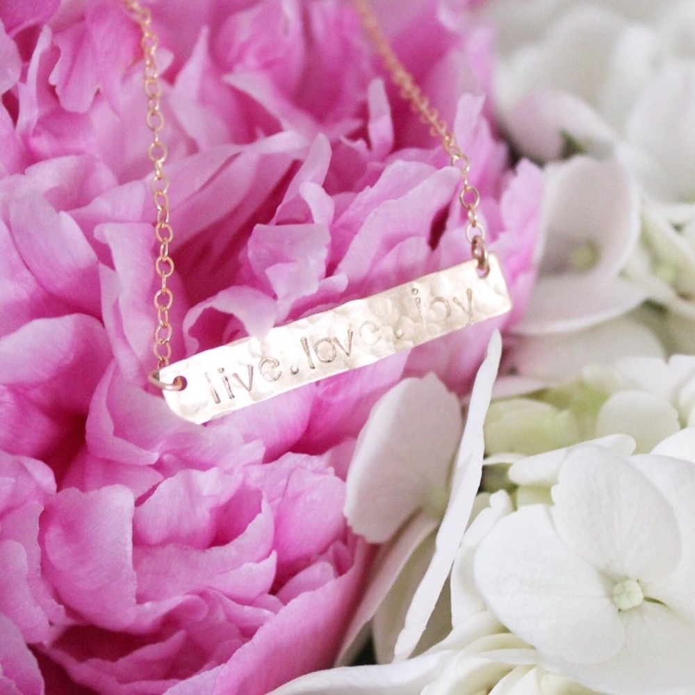 HANDSTAMPED | Hammered Gold Bar Necklace