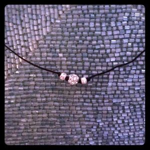 SILPADA Black String Necklace with Crystal Bead