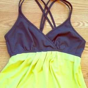 ZELLA Grey & Yellow yoga/workout top