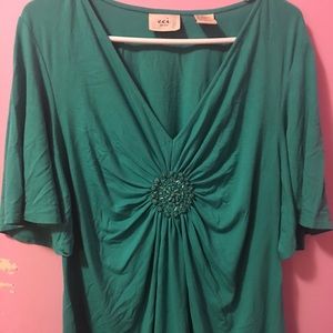 Womens Embellished Flutter Sleeve Blouse