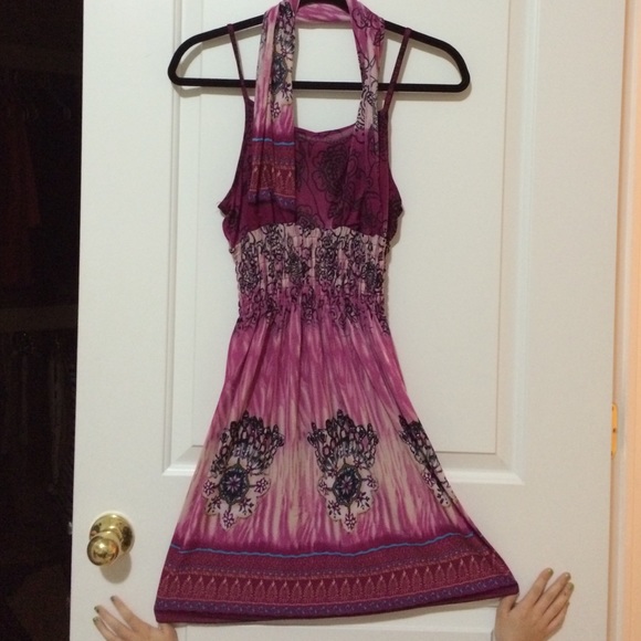 Magenta pink halter dress. Size medium.