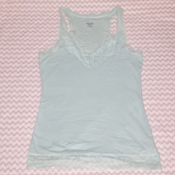 Large light teal lace trim tank