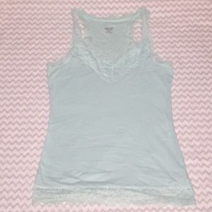 Large light teal lace trim tank