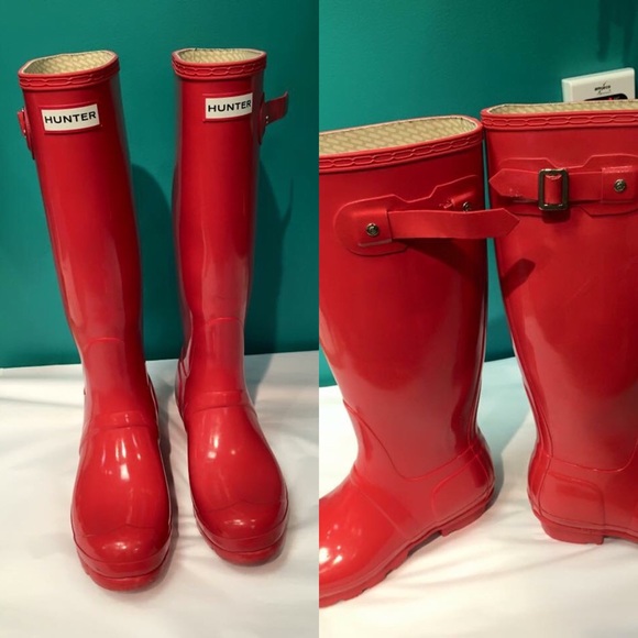 Hunter Shoes - Red Gloss Hunter Rainboots