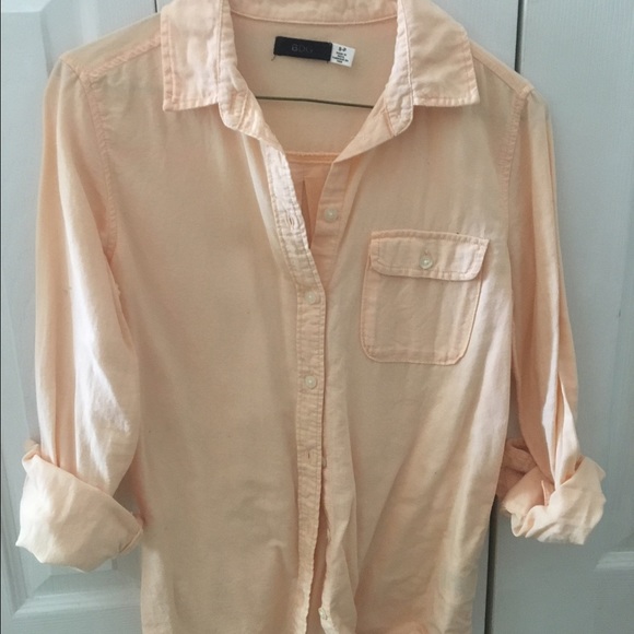 Peach button up top