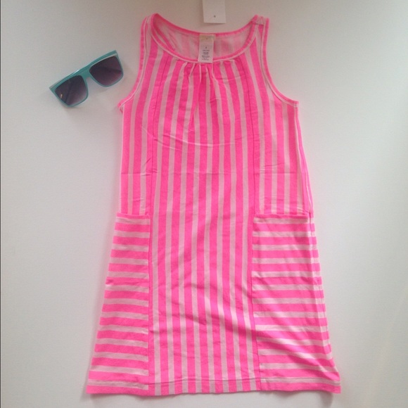 Crewcuts pink striped dress size 5