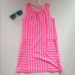 Crewcuts pink striped dress size 5