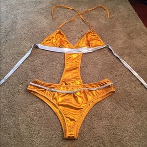 Metallic Gold Rave Bodysuit