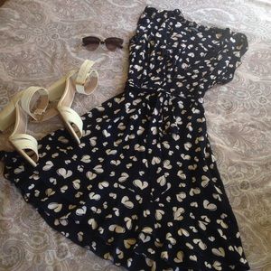 Super cute navy dress with white heart print