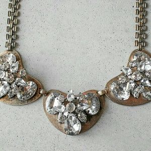 Gold heart crystal statement bib necklace Gold heart crystal statement bib necklace