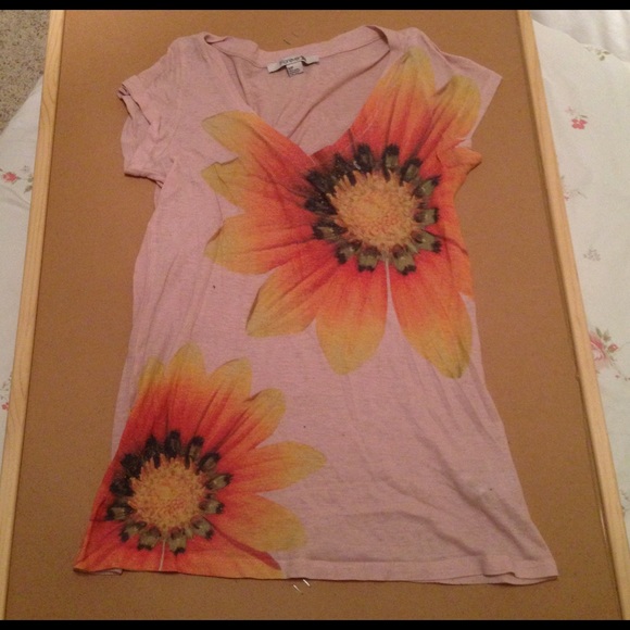 Pink forever 21 floral tee shirt