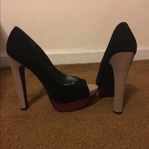 Black tan burgundy heels