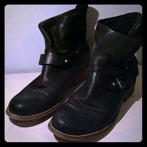 Distressed motorcycle boots