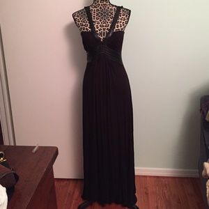 Maxi Dress Black with faux leather straps