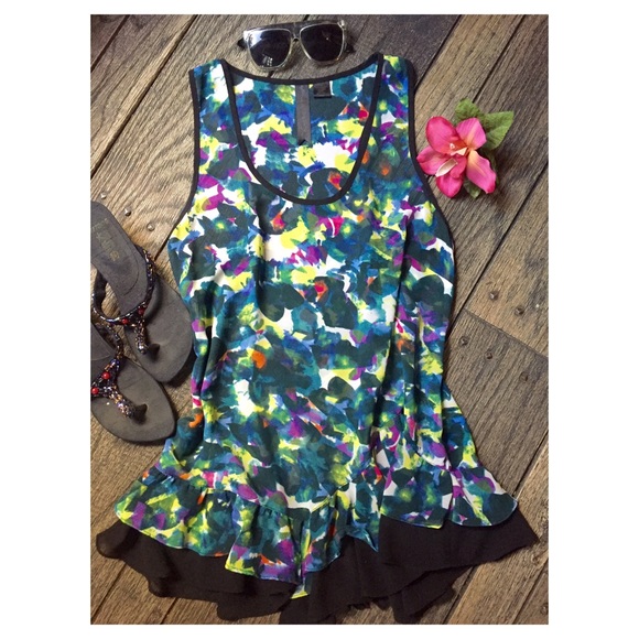 SALE Colorful Semi-Sheer Ruffled Tunic Modcloth