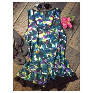 SALE Colorful Semi-Sheer Ruffled Tunic Modcloth