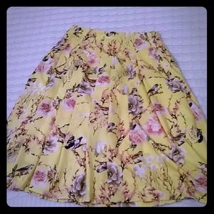 Fun floral pleated high waisted skirt