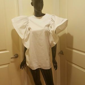 White Butterfly Sleeve Blouse