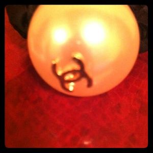 chanel logo pearl hair scrunchie