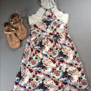 High Neck Floral Fit & Flare Dress