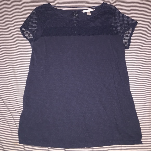 Navy lace t-shirt - Picture 1 of 3