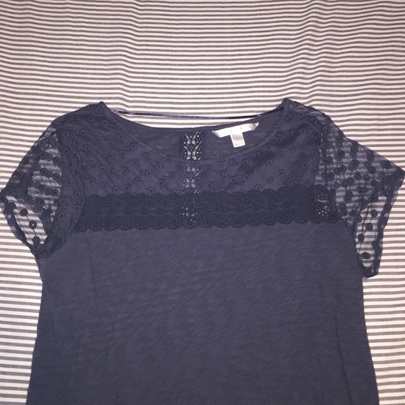 Navy lace t-shirt - Picture 2 of 3