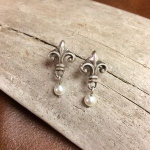 Brighton Silver & Pearl Drop Earrings