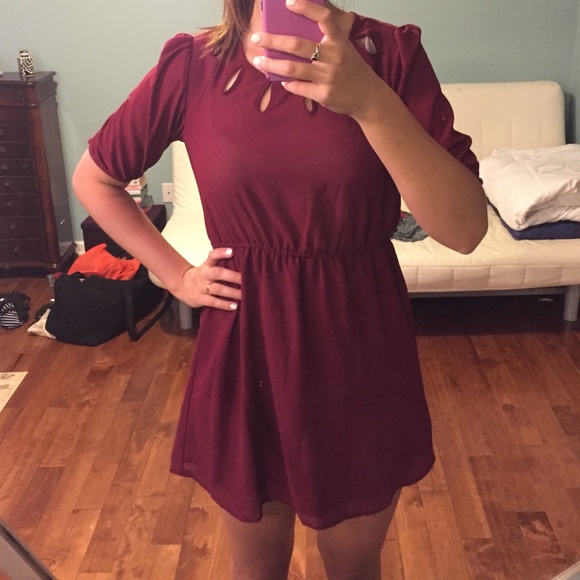 Forever 21 Maroon Cut Out Dress