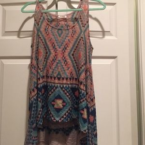 Knit Tribal print blu pepper tank