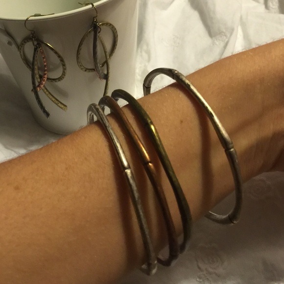 Copper,silver and greenish Earrings&Bracelets