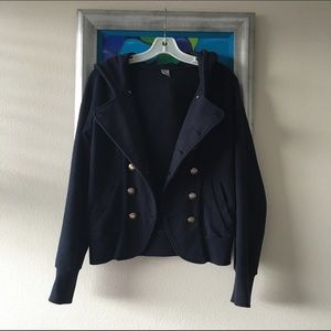 Peacoat style double breasted button hoodie