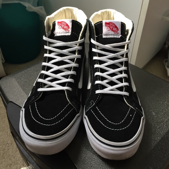 Black and White Vans Sk8-Hi Slims