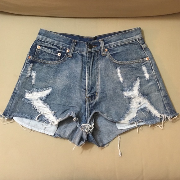 High waisted jean shorts
