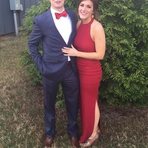 Sparkly red halter maxi