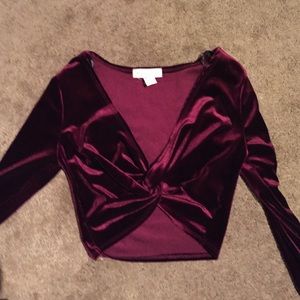 Maroon, velvet crop top