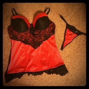 FeLina red & black padded bra shape wear w boning