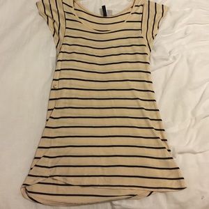 H&M Cream+Black striped t-shirt dress